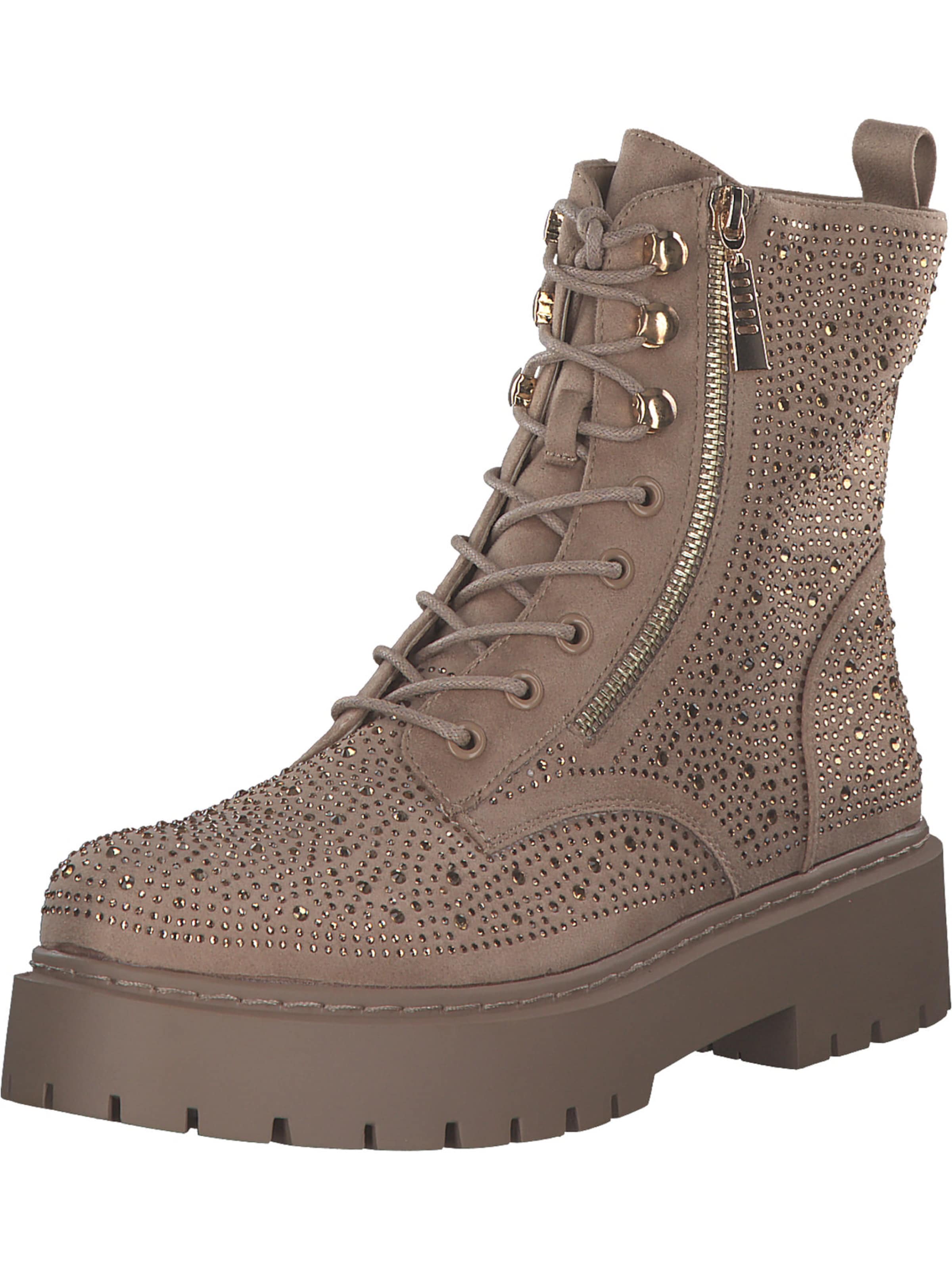 LA STRADA Lace-Up Ankle Boots in Beige: front