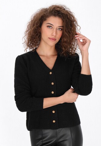 faina Knit Cardigan in Black: front