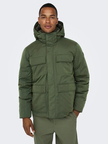 Only & Sons Winter Jacket 'CEDRIC' in Green