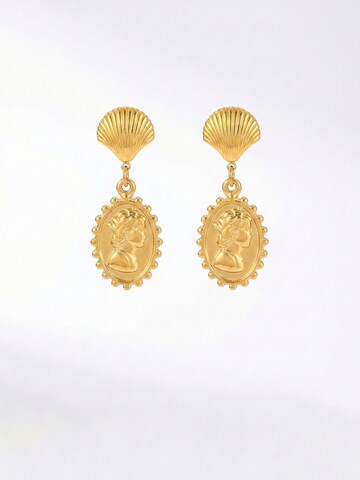 Nemomatheo Earrings 'Victoria – Muschel & Kamee-Portrait' in Gold: front