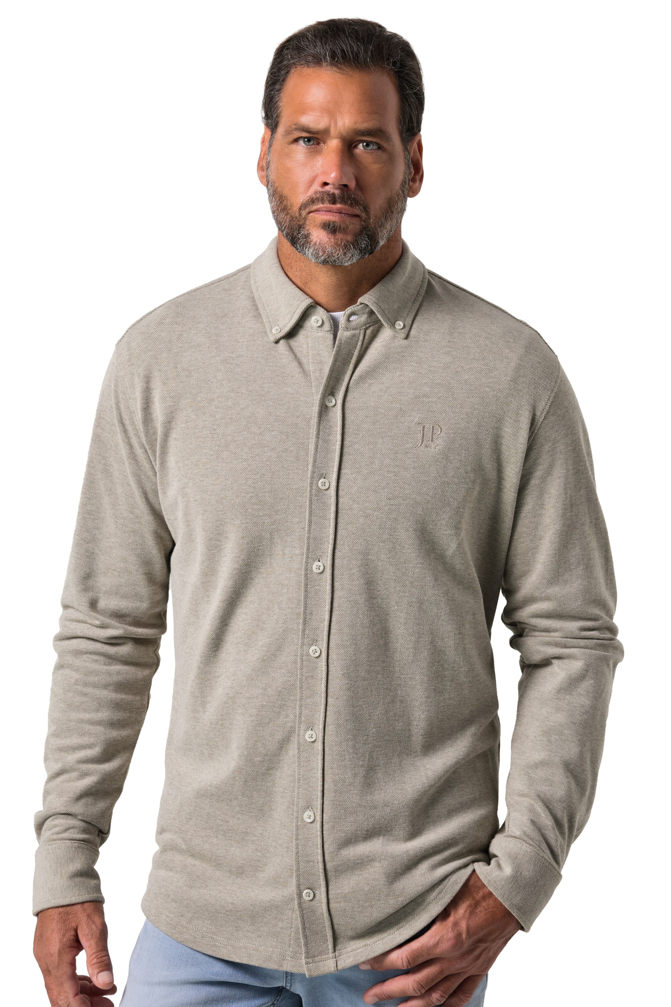 JP1880 Regular fit Overhemd in Groen: voorkant