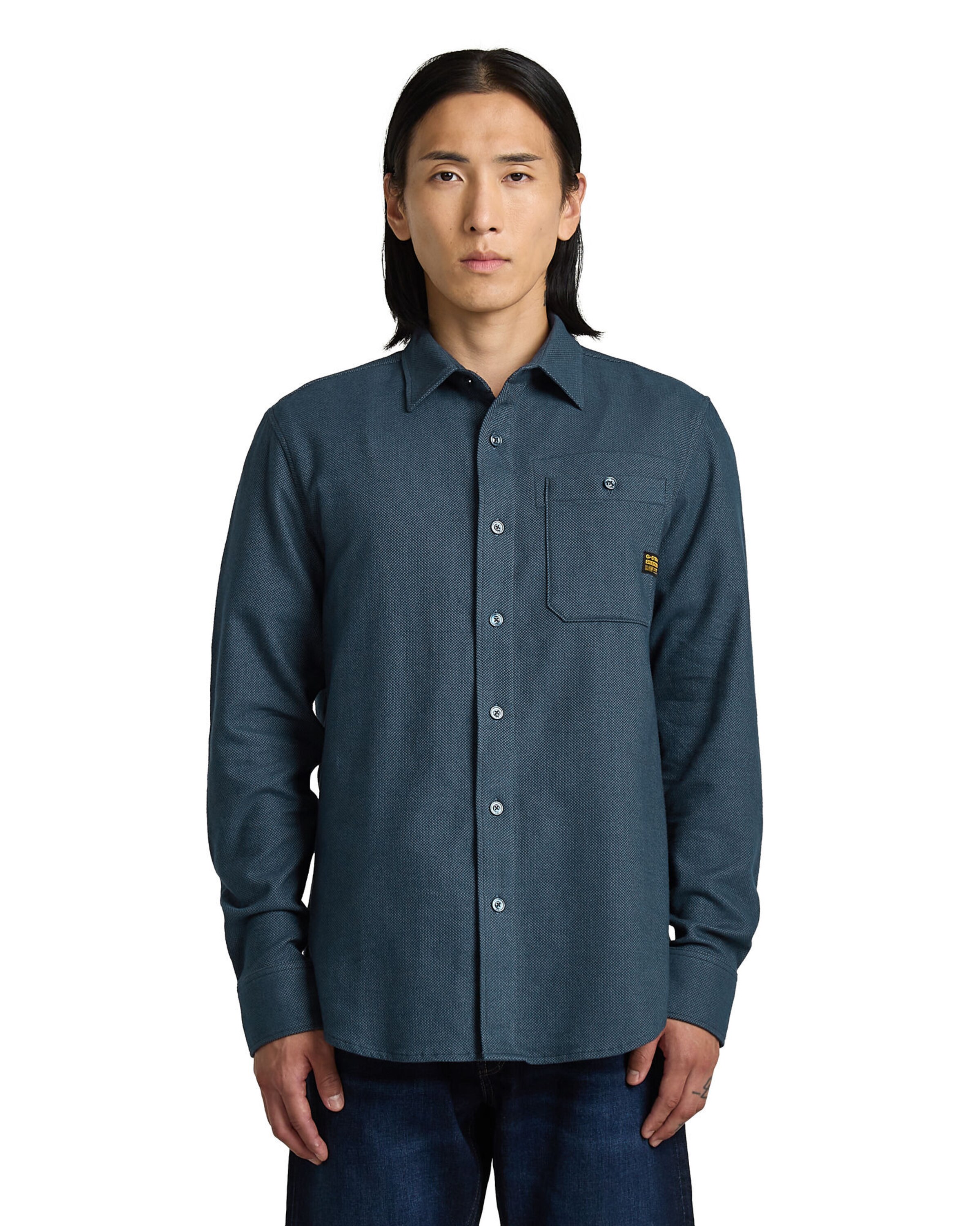 G-STAR Slim fit Button Up Shirt 'Bristum 2.0' in Blue: front