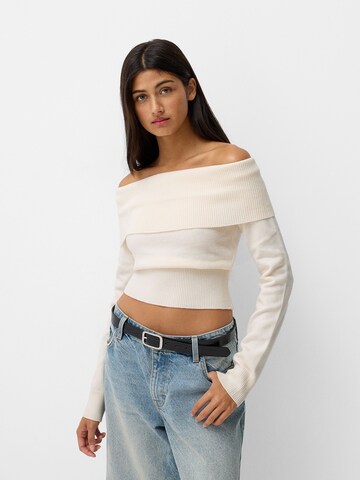 Bershka Sweater in Beige: front