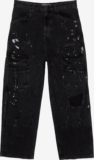 Pull&Bear Jeans cargo en marron / noir denim / blanc, Vue avec produit