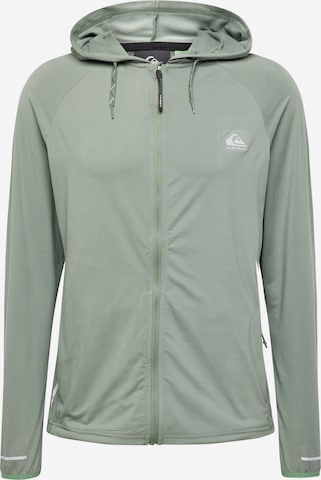 QUIKSILVER Athletic Zip-Up Hoodie in Green: front