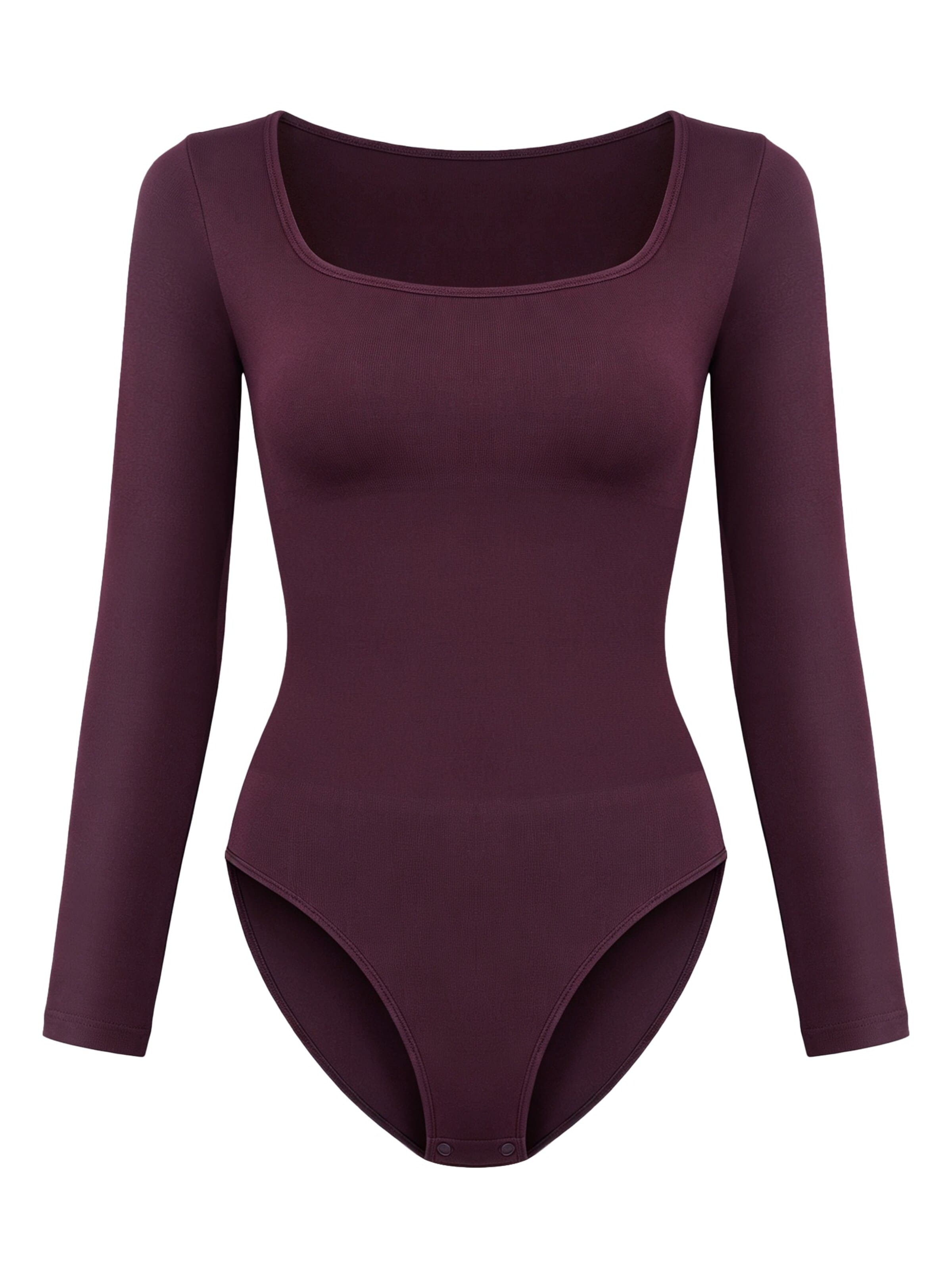 cfab Shaping bodysuit 'Clean Longsleeve Squareneck Sculpting Bodysuit with Slip' in XS in Burgundy, Item view