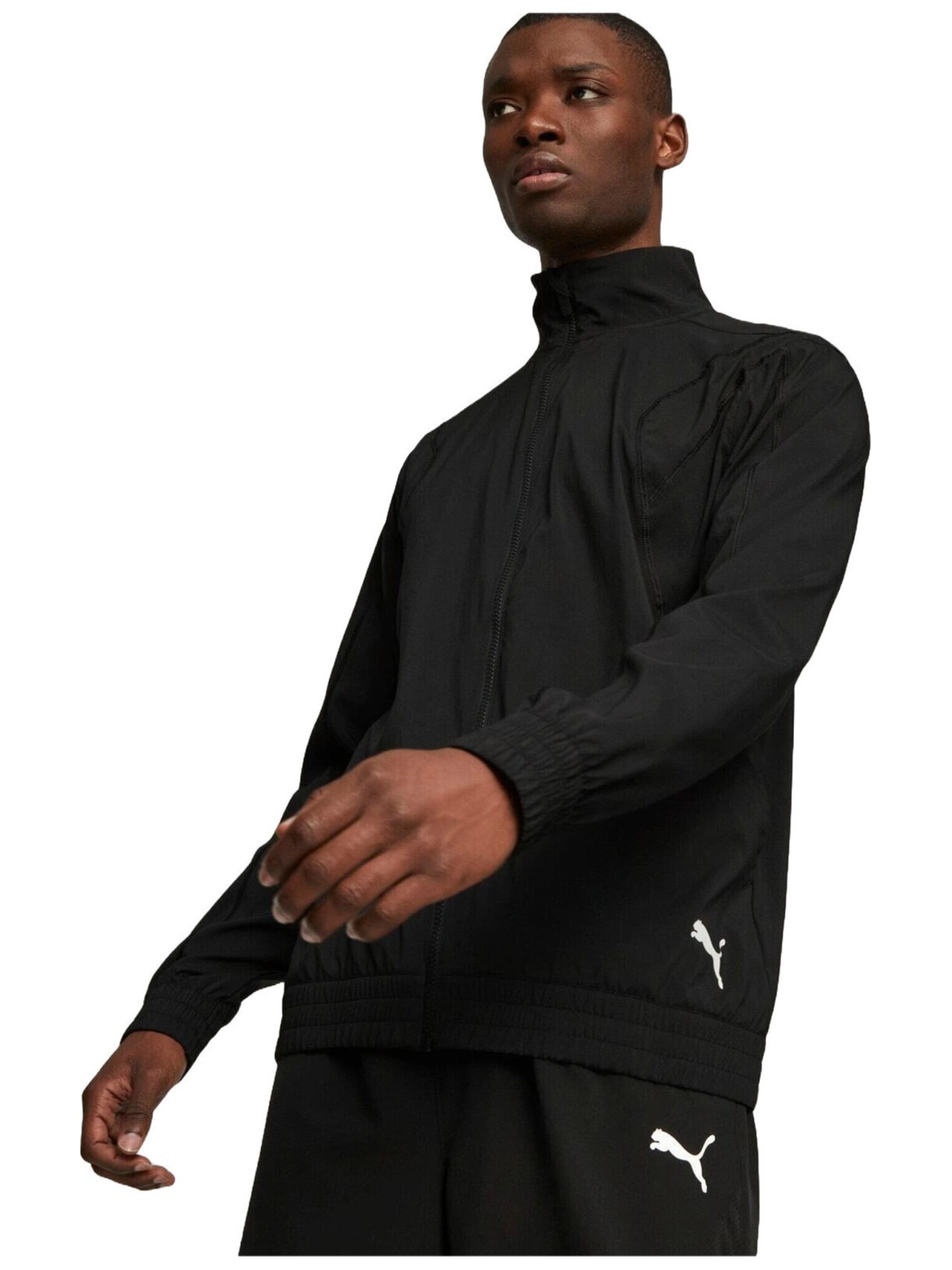 Giacca sportiva 'Puma Zip-up Tracksuit Jacket Fit Woven' di PUMA in nero: frontale