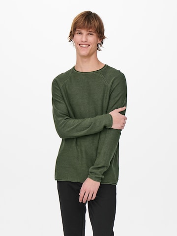Only & Sons Regular fit Sweater 'Dextor' in Green: front