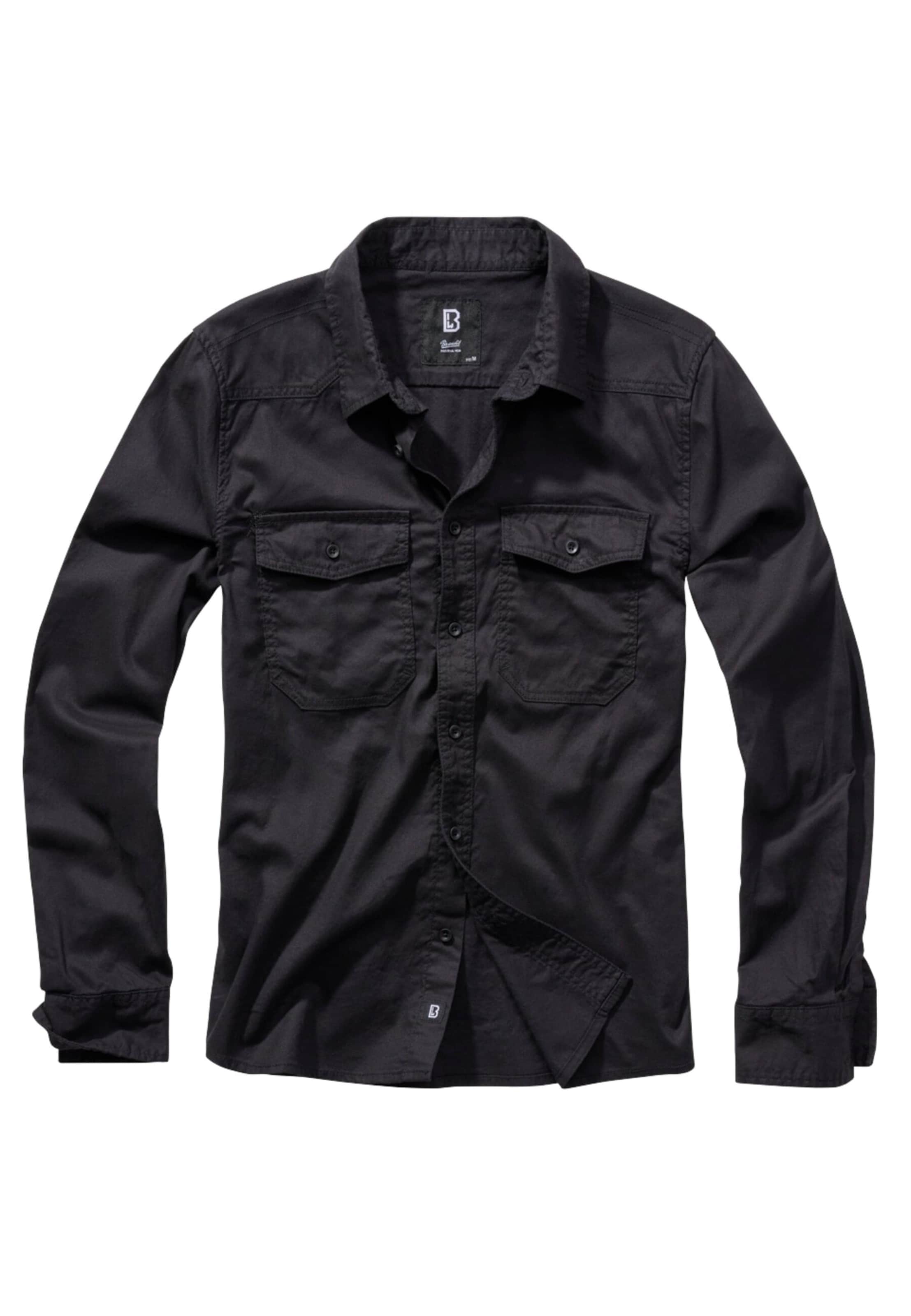 Brandit Klasický střih Košile – černá: přední strana