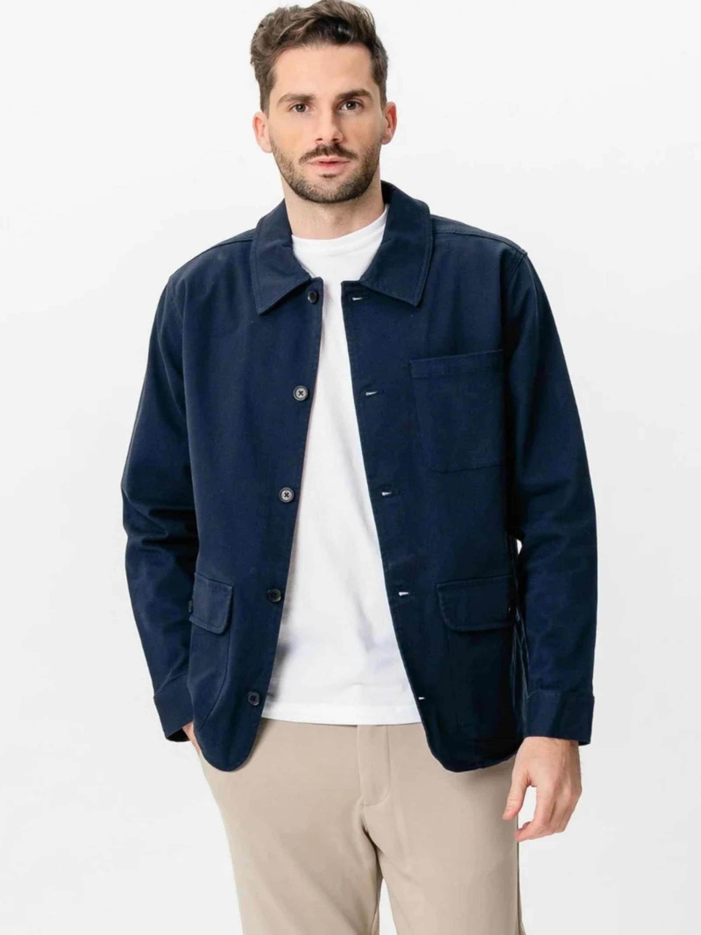 Veste mi-saison ' Twill Shirt ' TEESHOPPEN en bleu : devant