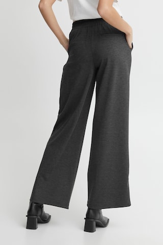 ICHI Wide leg Pleat-Front Pants 'Kate' in Grey