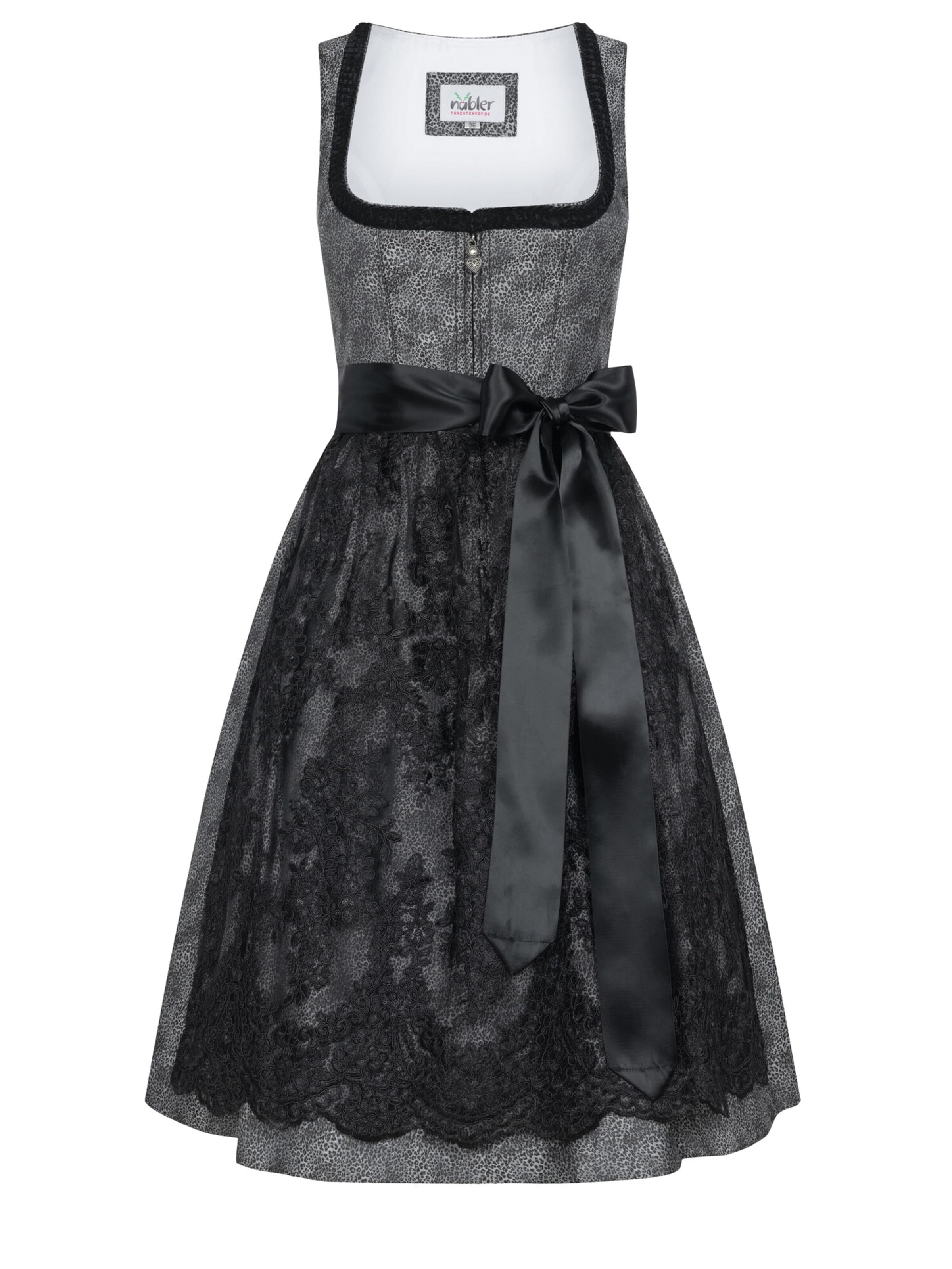 Trachtenhof Nübler Dirndl 'Midi Dirndl Leo'‌‌‌‌‌ in Silber: Vorderseite