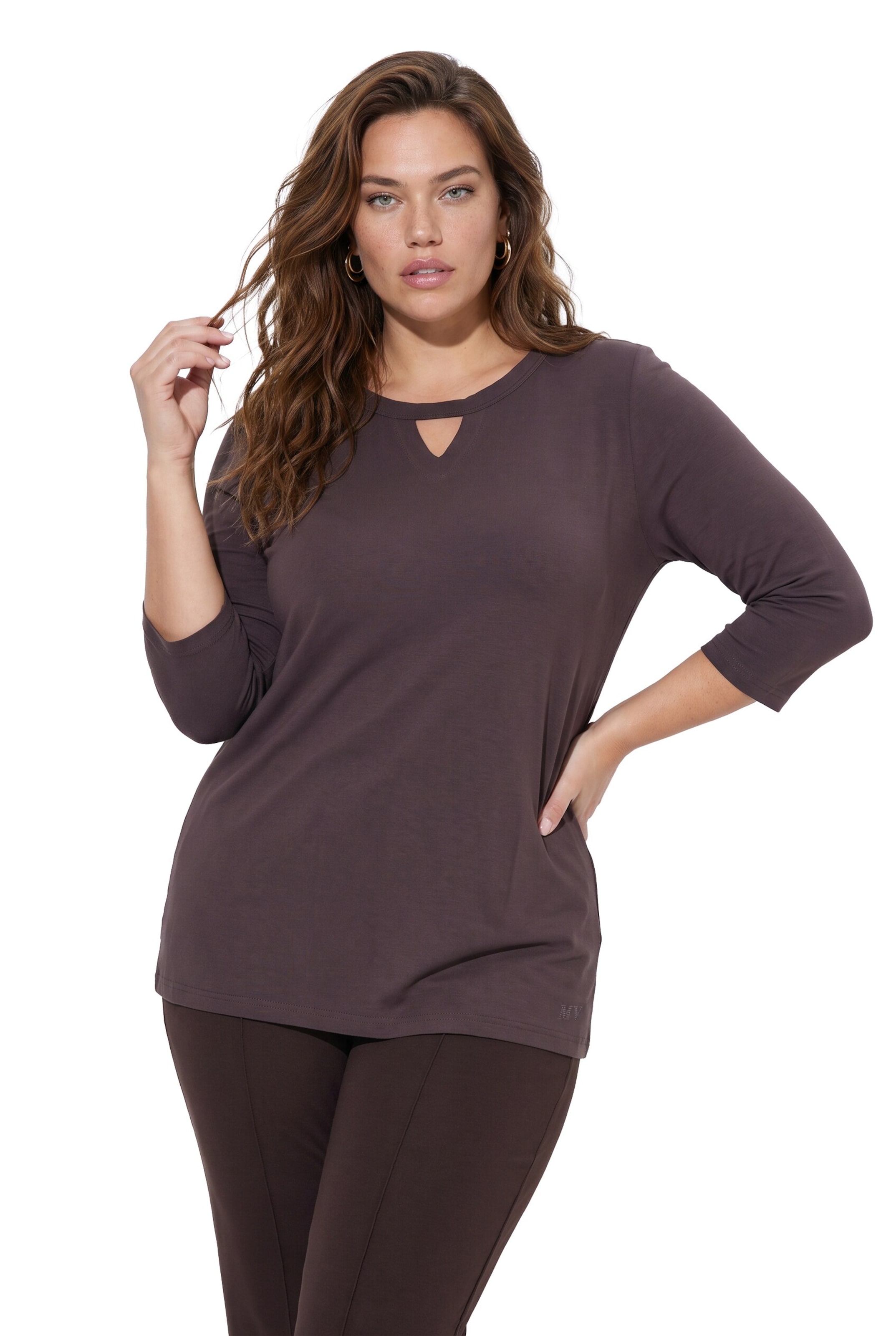 Ulla Popken Shirt in Braun: Vorderseite