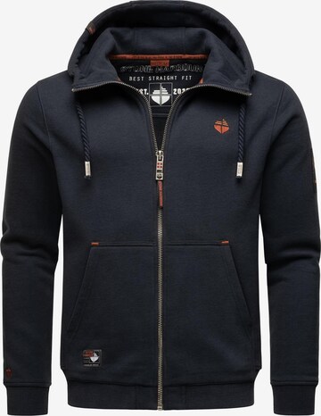 STONE HARBOUR Zip-Up Hoodie 'Jacobi Jamie' in Blue: front