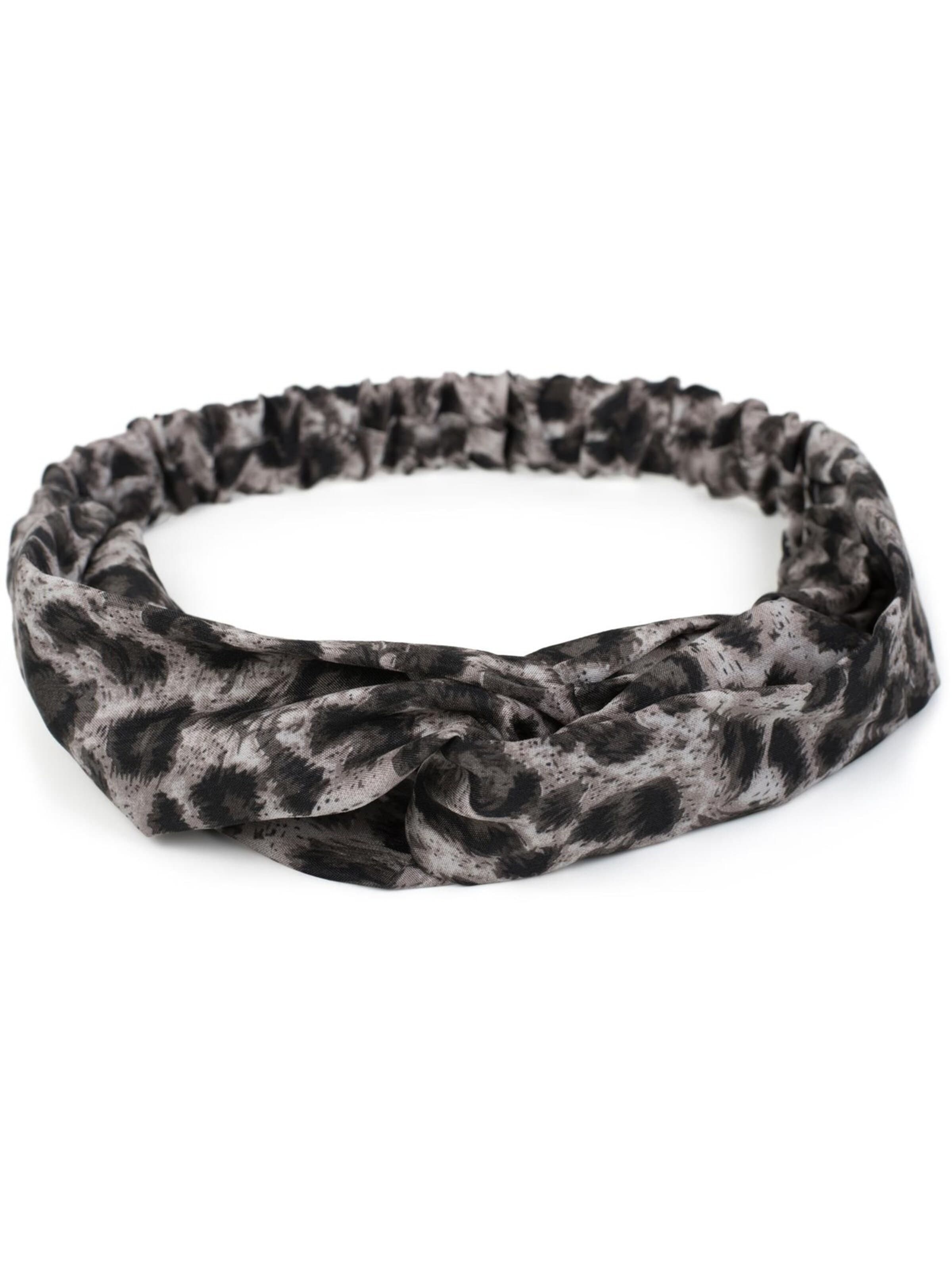 styleBREAKER Hair Jewelry 'Haarband mit Leo Print' in Grey: front