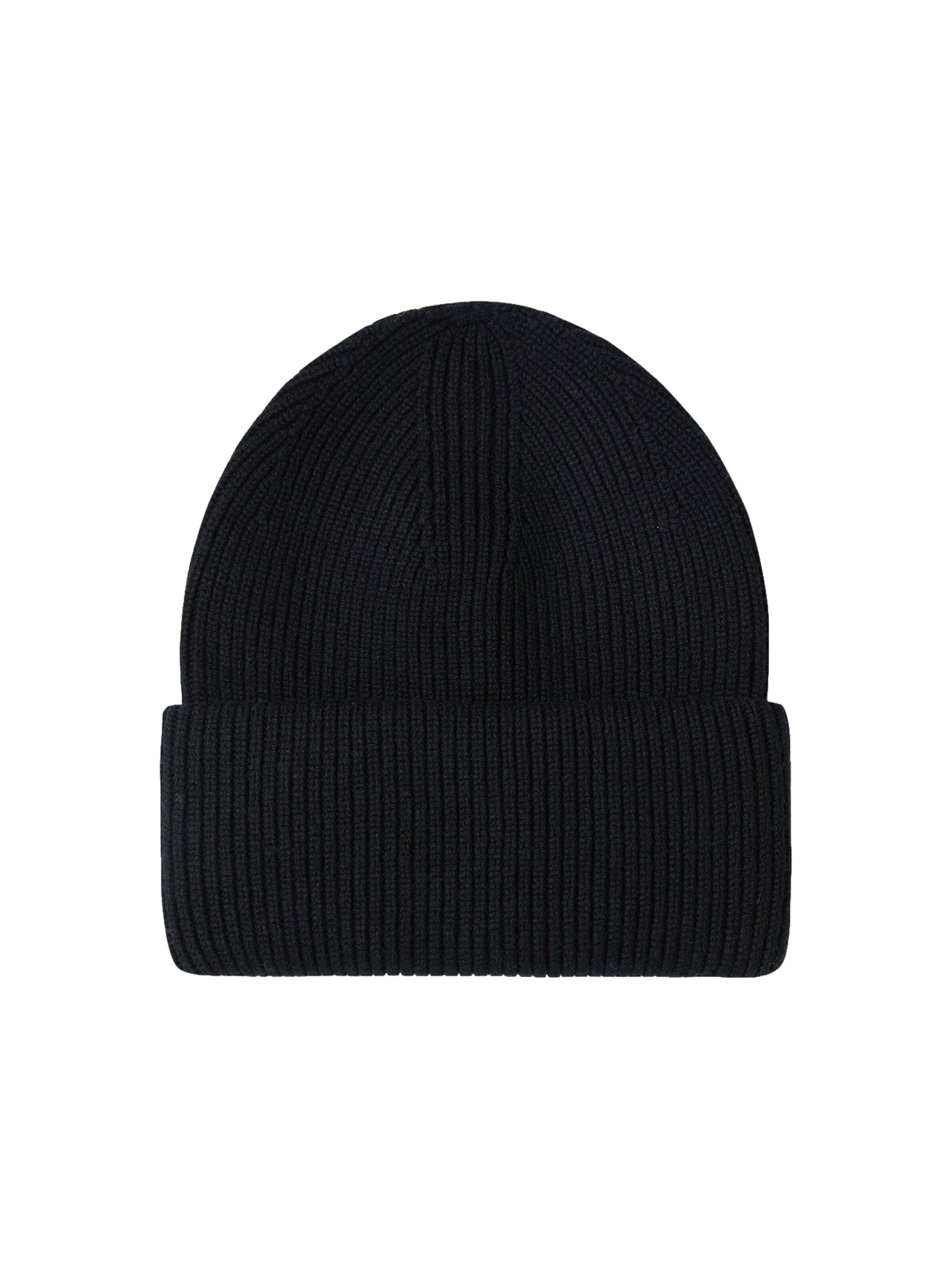 GOBI Cashmere Muts 'Ribbed Chunky Beanie' in Zwart: voorkant