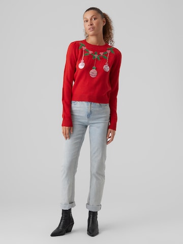 VERO MODA - Pullover 'CHRISTMAS BALL' em vermelho