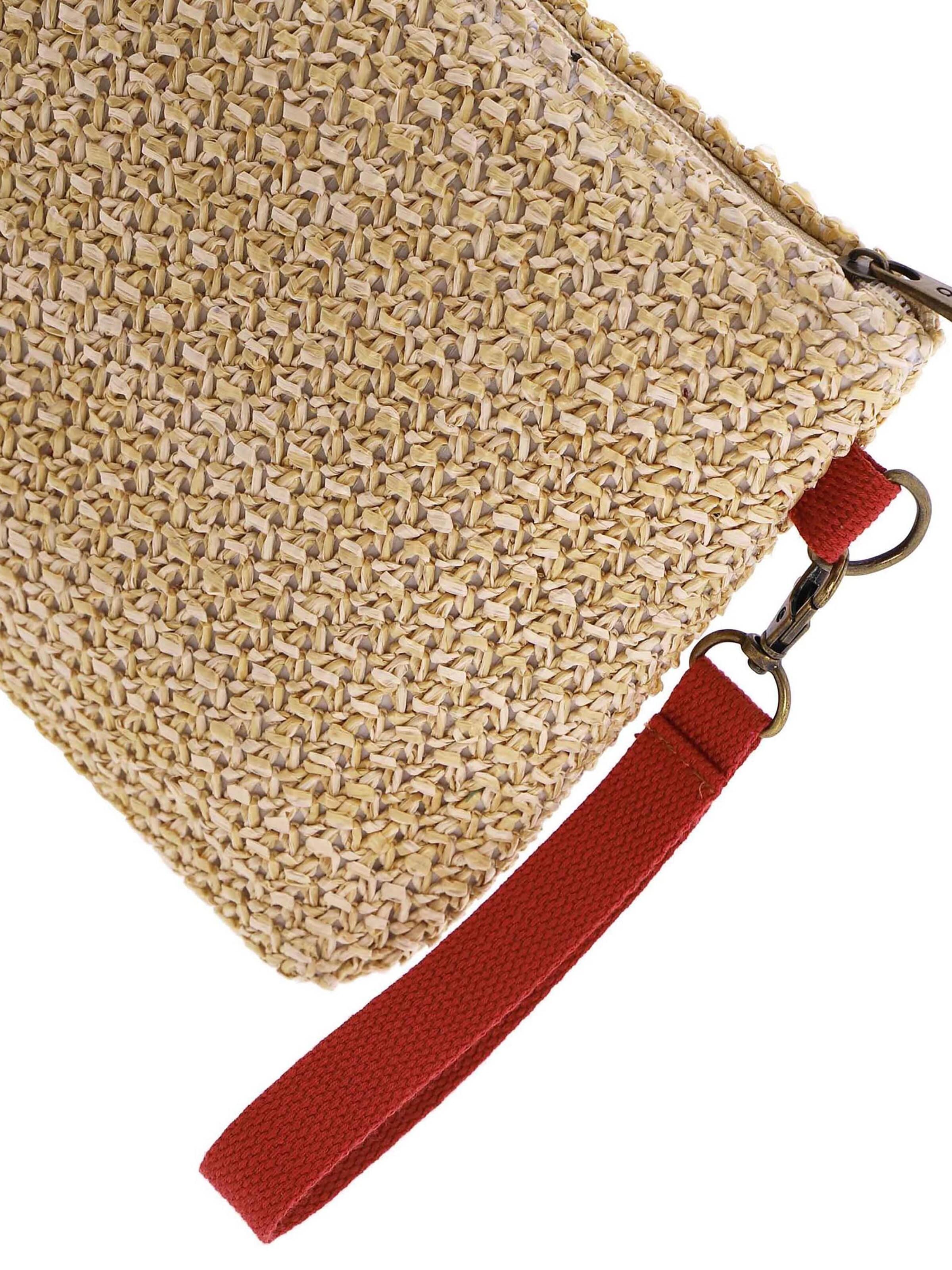 Amichi - Bolso de mano 'Bolso de playa neceser para mujer Yap de fibras naturales con cremallera' en Mezcla de colores