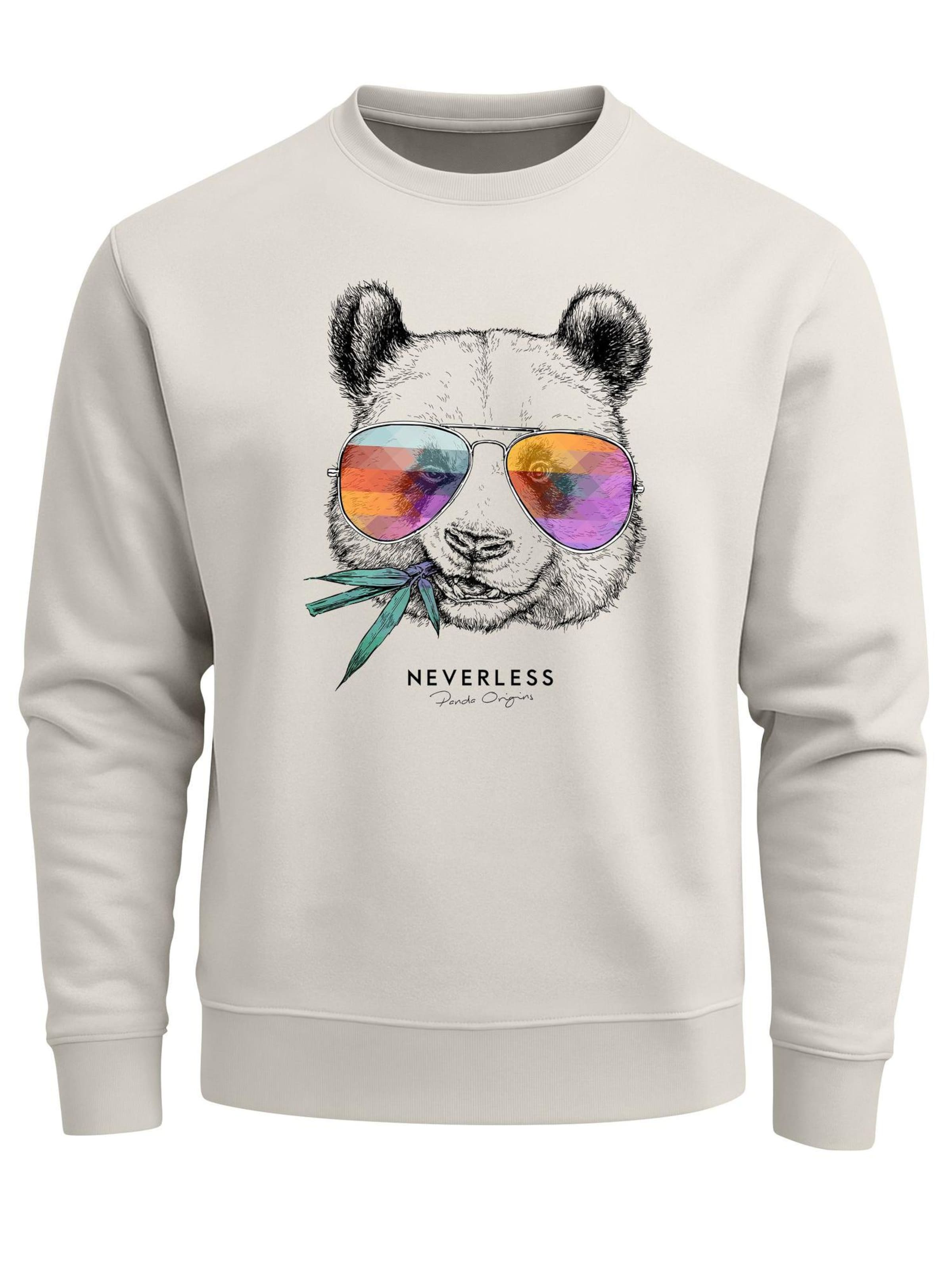 Neverless Sweatshirt 'Panda Bambus' in Beige: front
