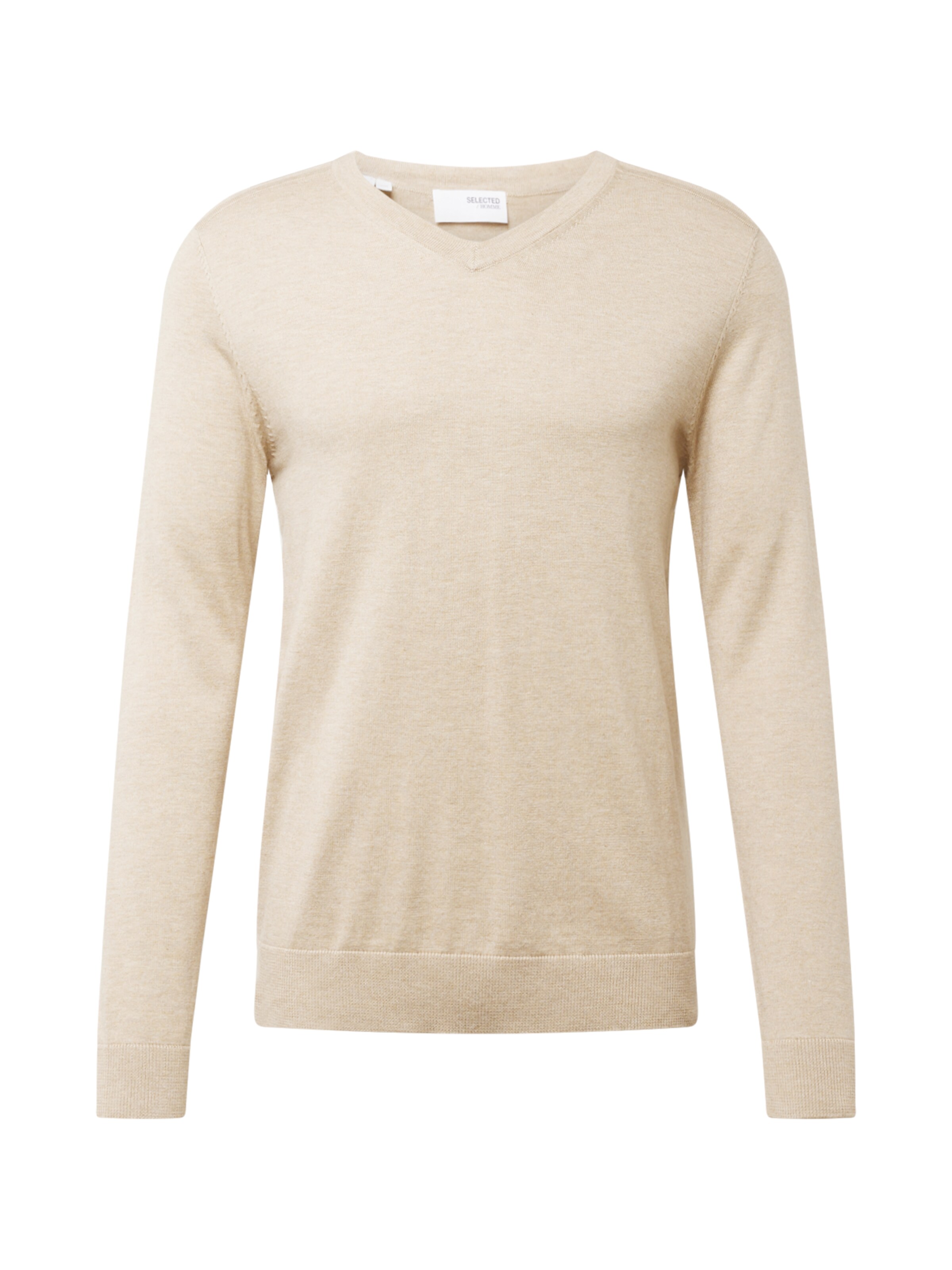Pull-over 'SLHBerg' SELECTED en beige : devant