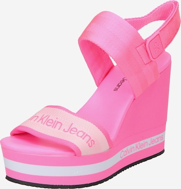 Sandales à lanières 'NATALIA' Calvin Klein Jeans en rose : devant