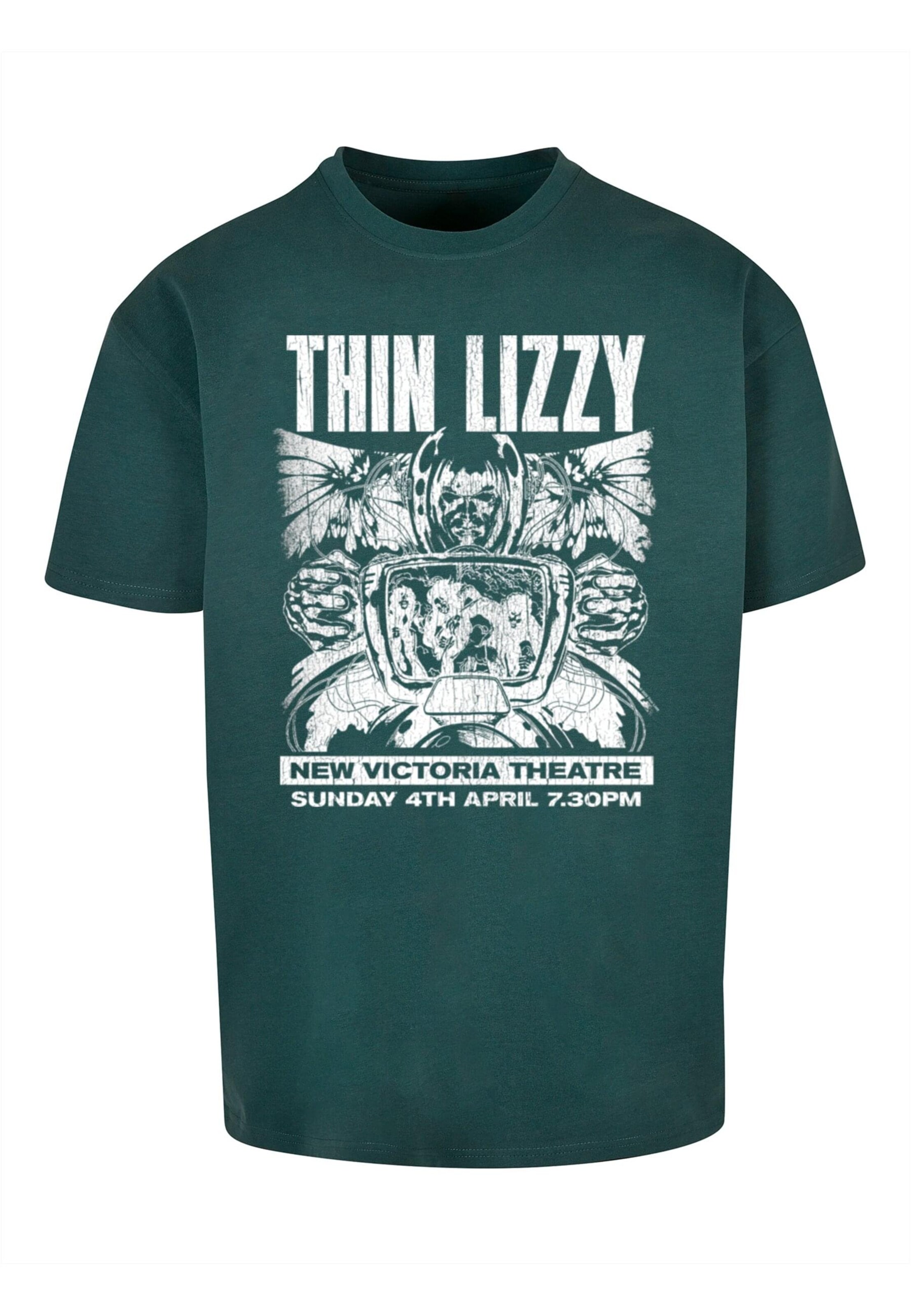 Merchcode Shirt 'Thin Lizzy - New Victoria Theatre' in Green: front