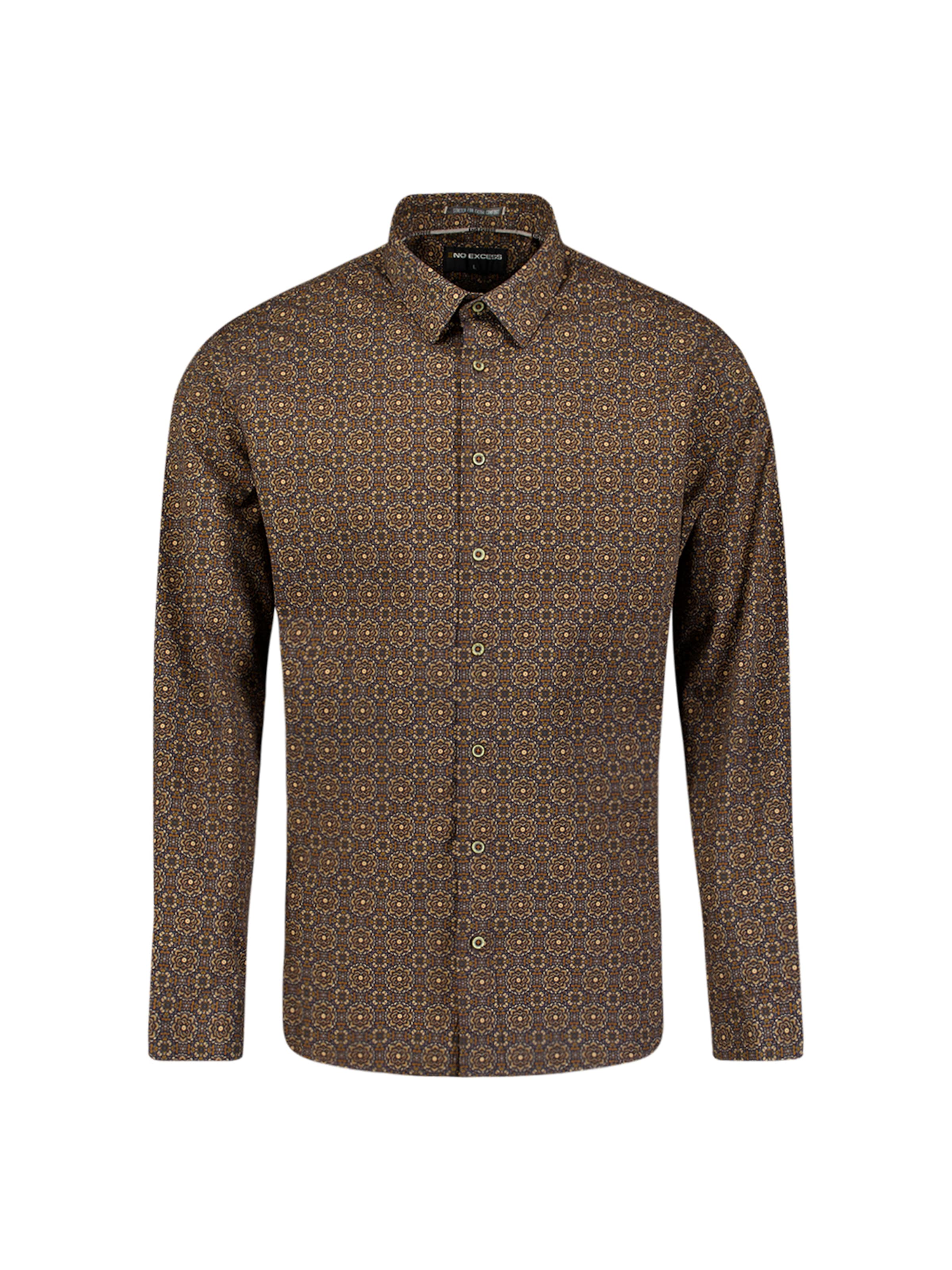 No Excess Regular fit Overhemd in Bruin: voorkant