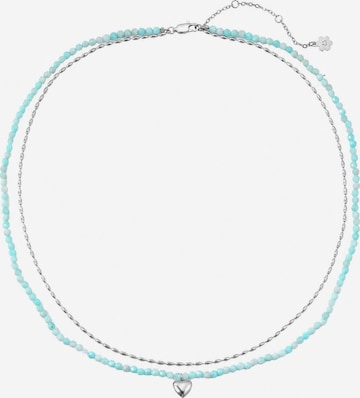 Hey Happiness Kette 'Aquamarine Heart Charm Layered Bead' in Silber: Vorderseite