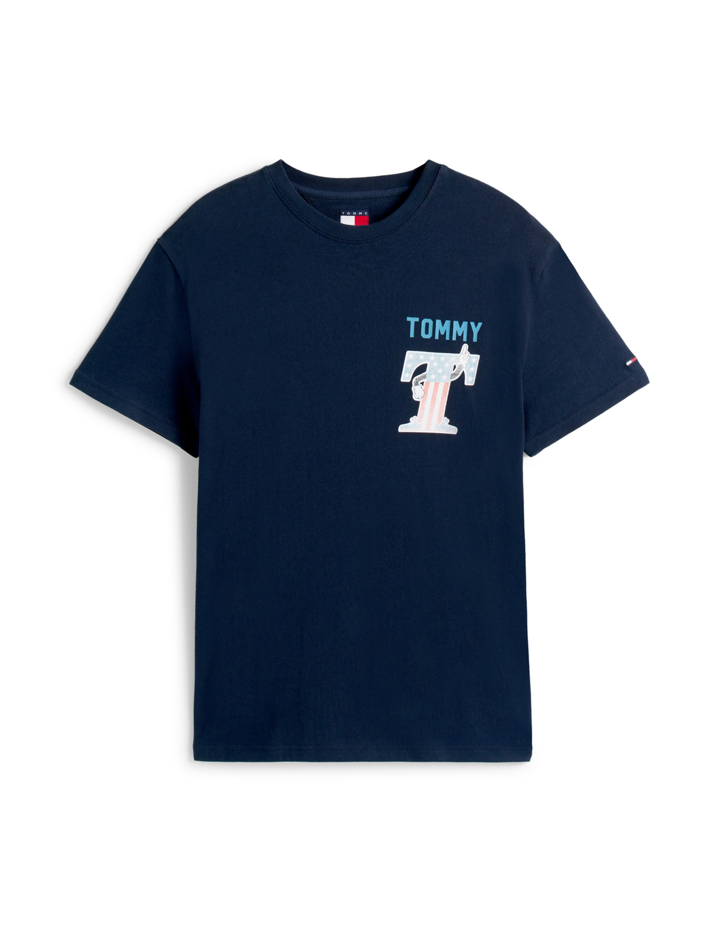 Tricou 'USA' de la Tommy Jeans pe albastru: față