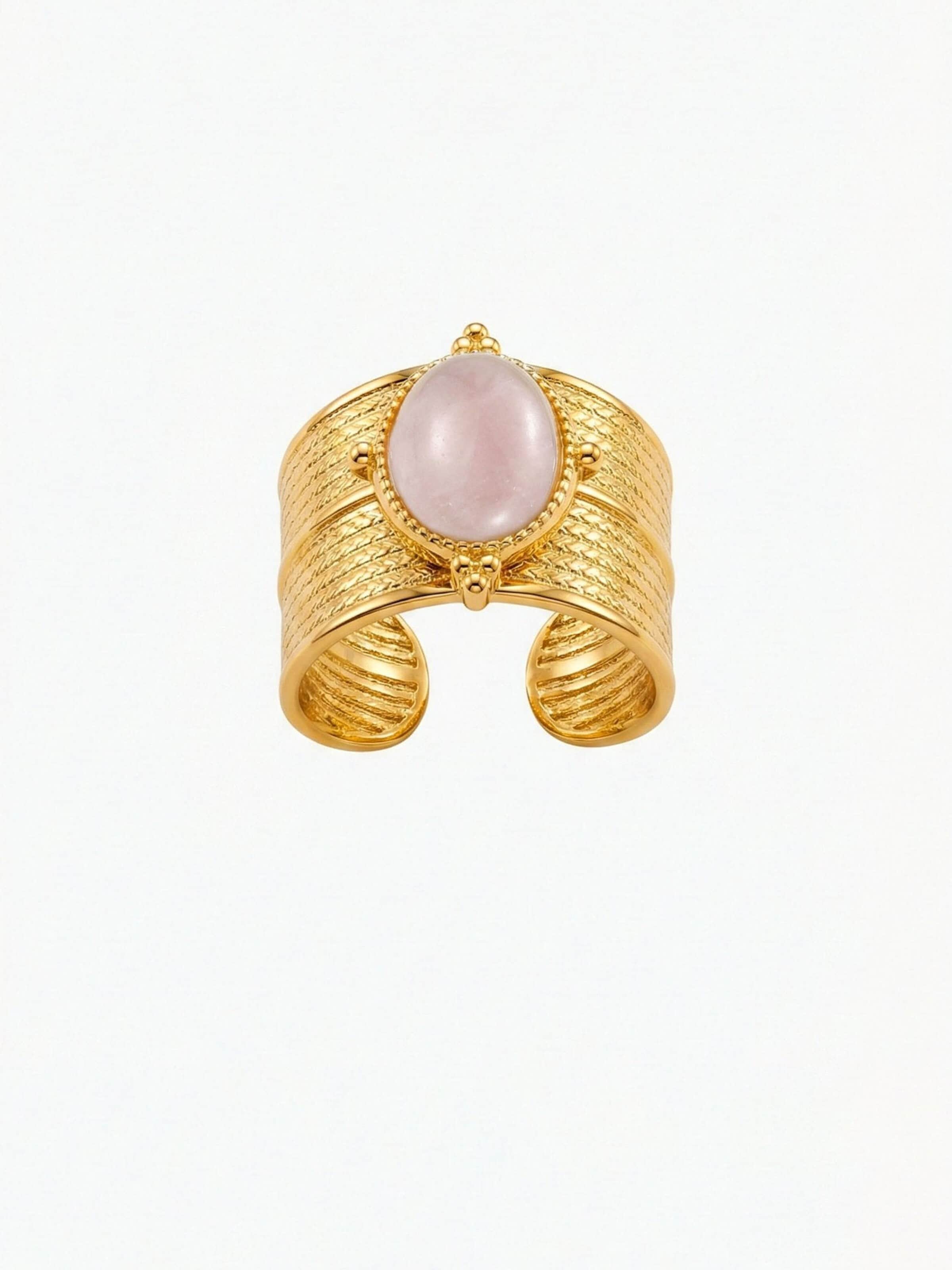 Nemomatheo Ring 'Opulenz – Großer Steinring' in Gold: front