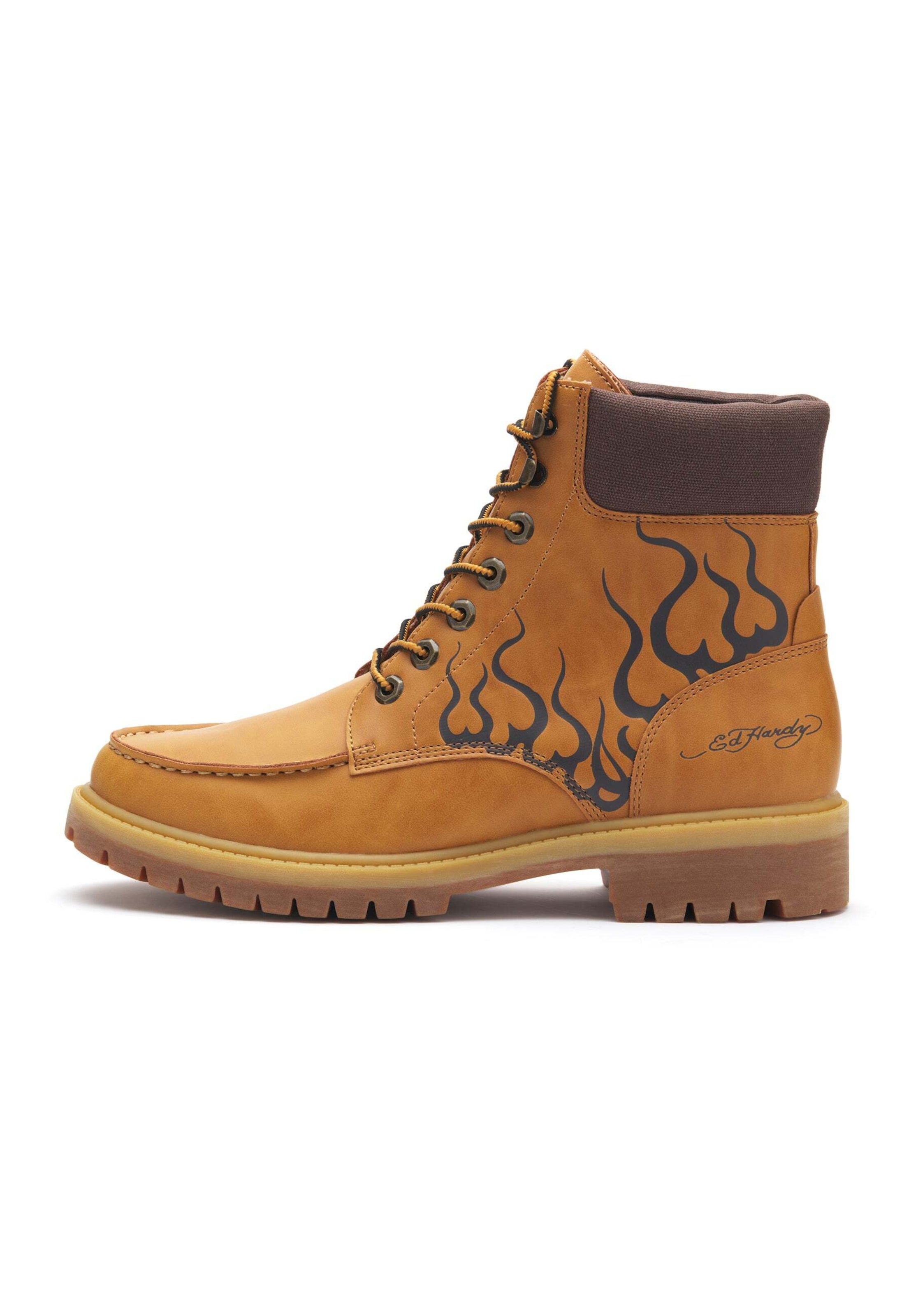 Ed Hardy Schnürboots in Braun: Vorderseite