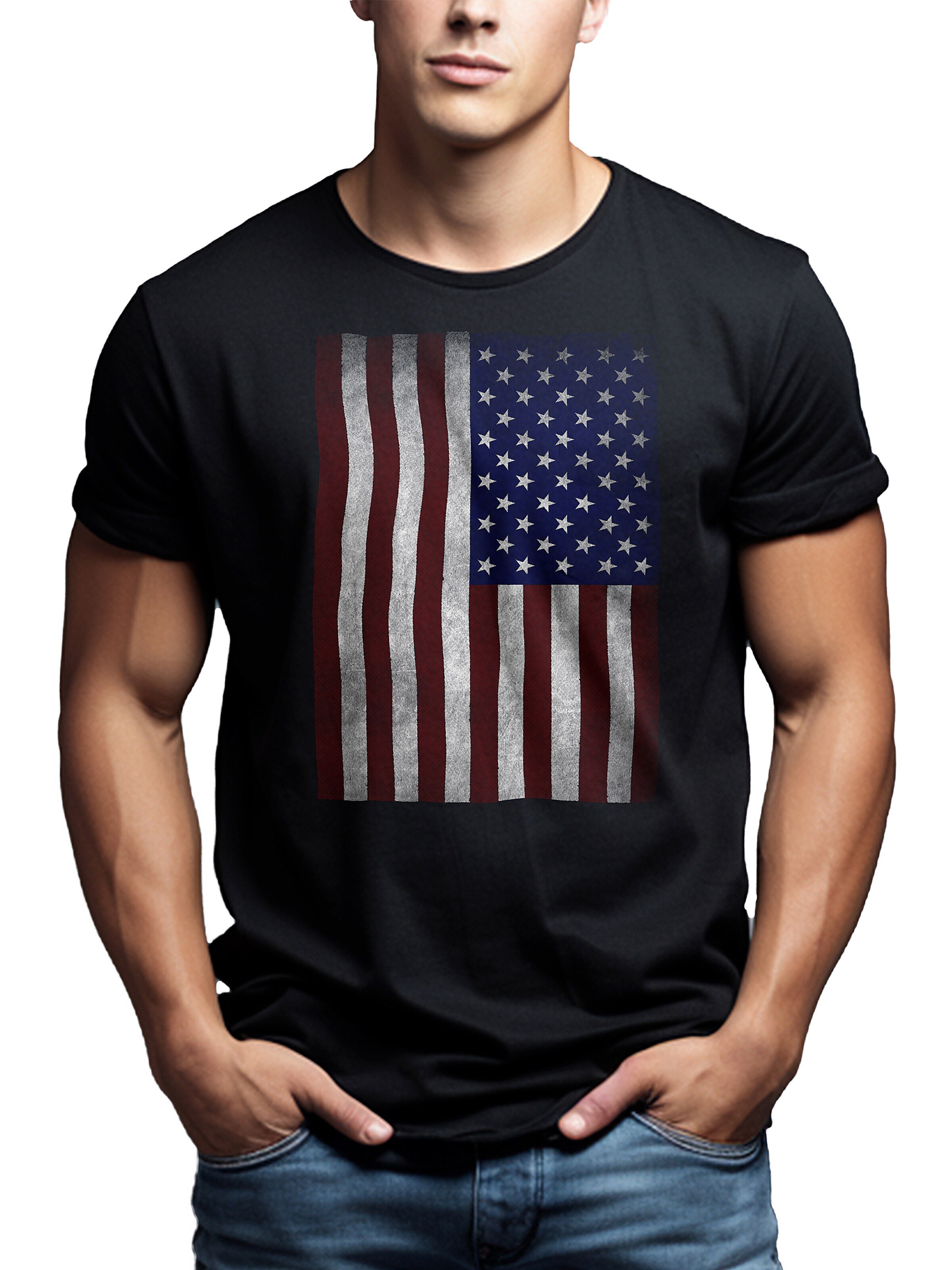 MAKAYA Shirt 'USA Flagge' in Black