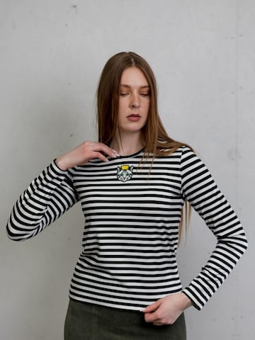 RADADA Shirt 'Long Sleeve Top Striped Cat' in Black: front