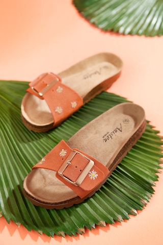 Aniston Mules in Orange