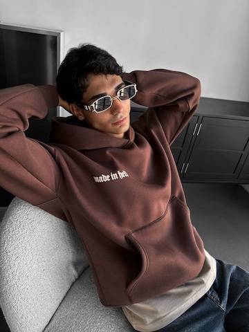Kleidermafia Sweatshirt 'Oversize Made in Hell Hoodie - Brown' in Brown