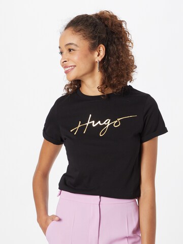 HUGO Shirt 'Slim Tee' in Zwart: voorkant