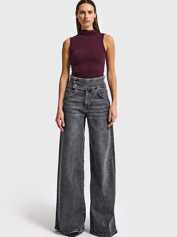 IT'S BASIC Wide leg Jeans 'Palazzo Mid Rise Jeans (Lenght 32)' in Grijs: voorkant