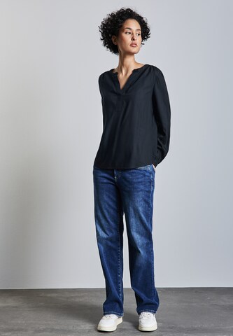 STREET ONE Tunika Bluse in Unifarbe in Blau