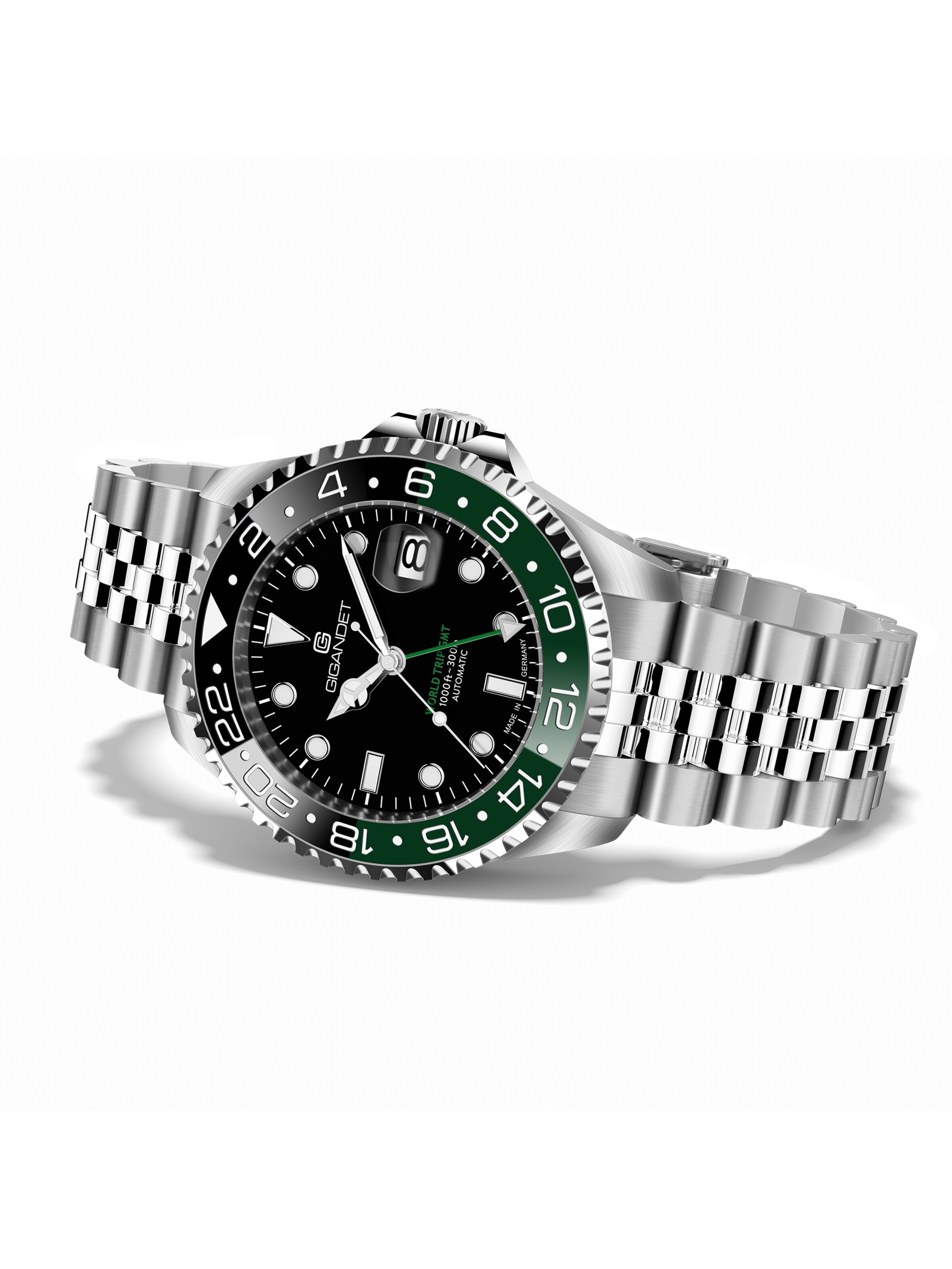 Montre à affichage analogique 'WORLD TRIP GMT CERAMIC' Gigandet en vert