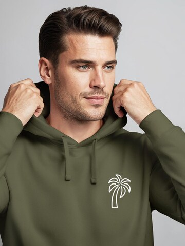 Neverless Sweatshirt 'Palm Lineart Logo' in Green