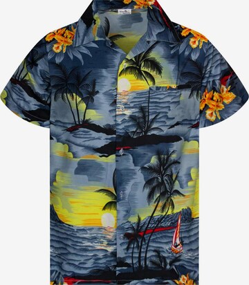King Kameha Button Up Shirt 'Surf' in Grey: front