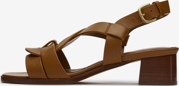 LOTTUSSE Strap Sandals 'Pala' in Brown: front