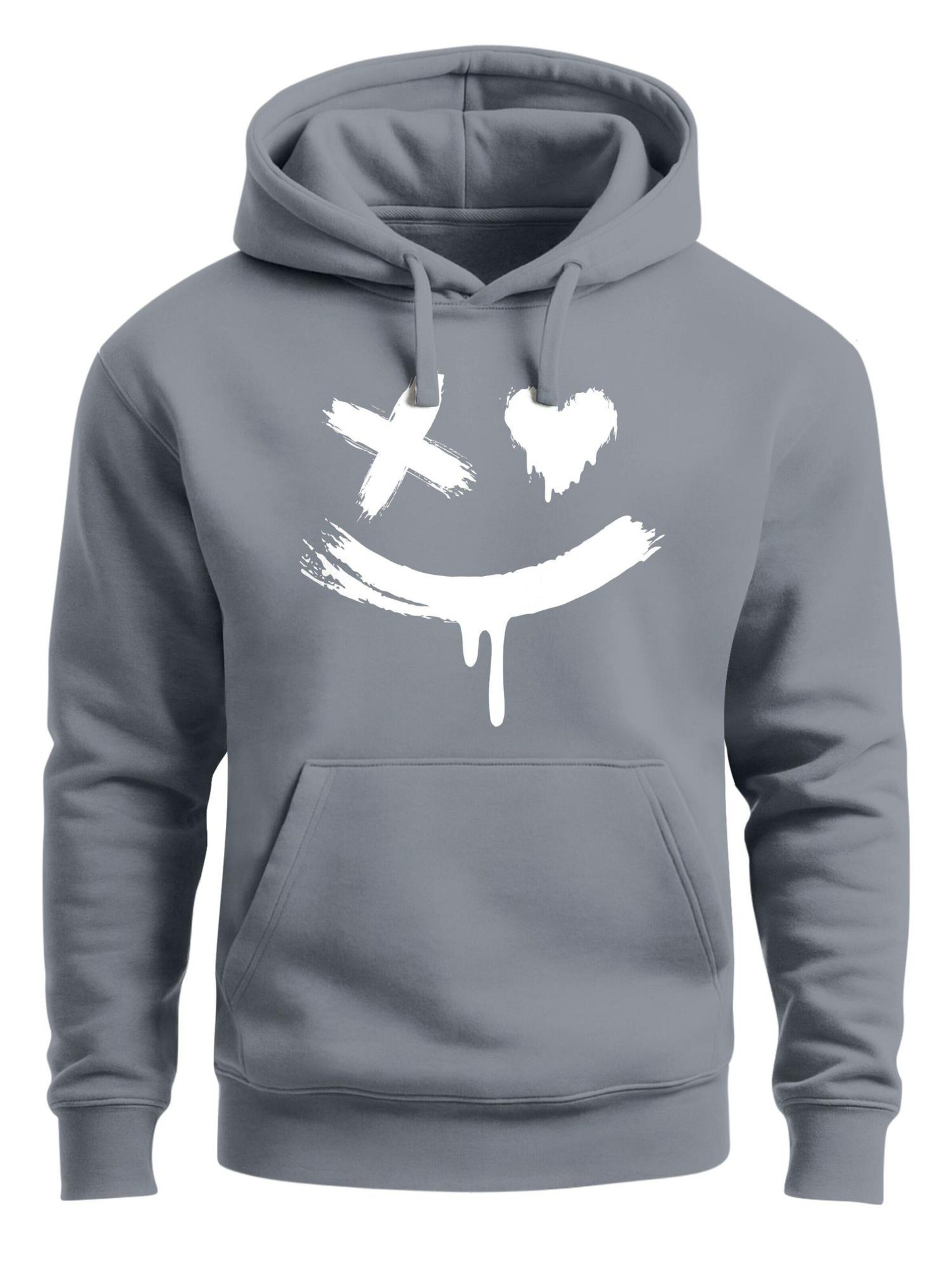 Neverless Sweatshirt 'Creepy Smile' in Grey: front