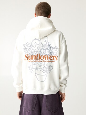 Pull&Bear Majica 'VAN GOGH SUNFLOWERS' | bela barva: sprednja stran