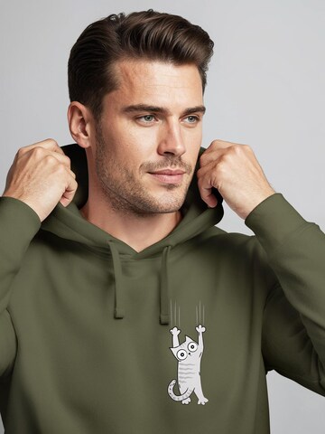 Neverless Sweatshirt 'Katze Rutschend' in Green