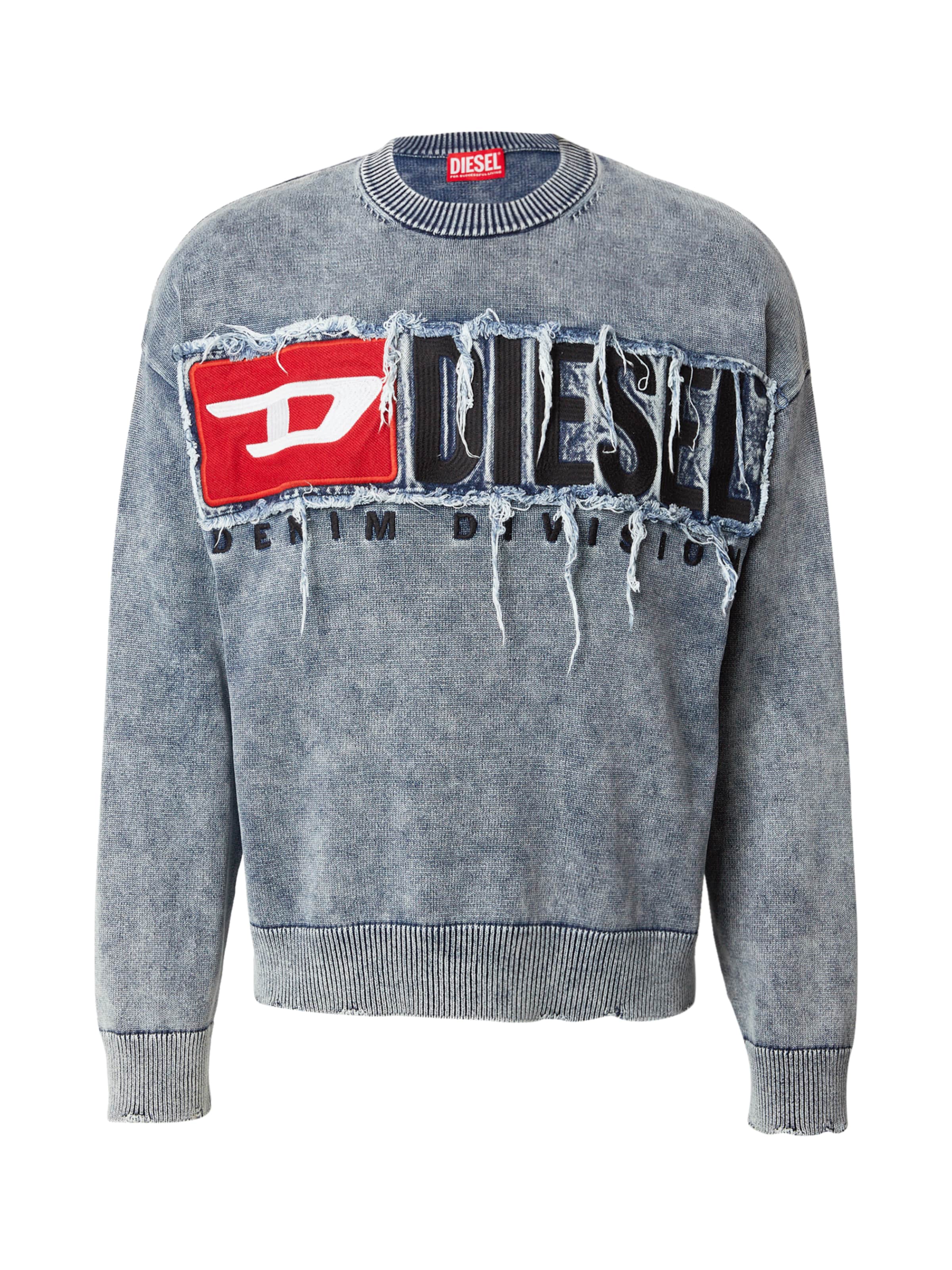 DIESEL Пуловер 'K-FRONZI' в синьо / червено / черно / бяло, Преглед на продукта