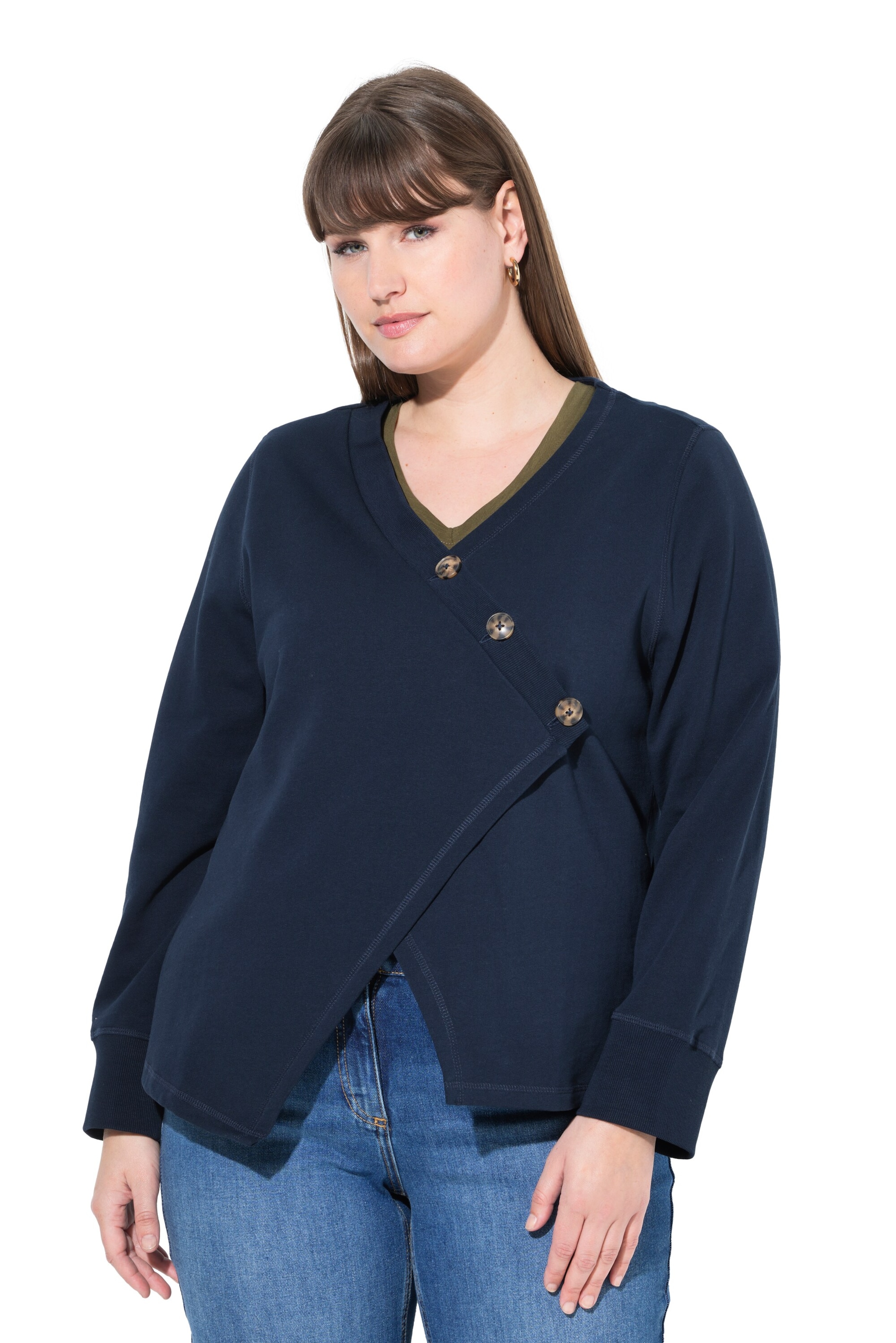 Ulla Popken Sweatjakke i blå: forside