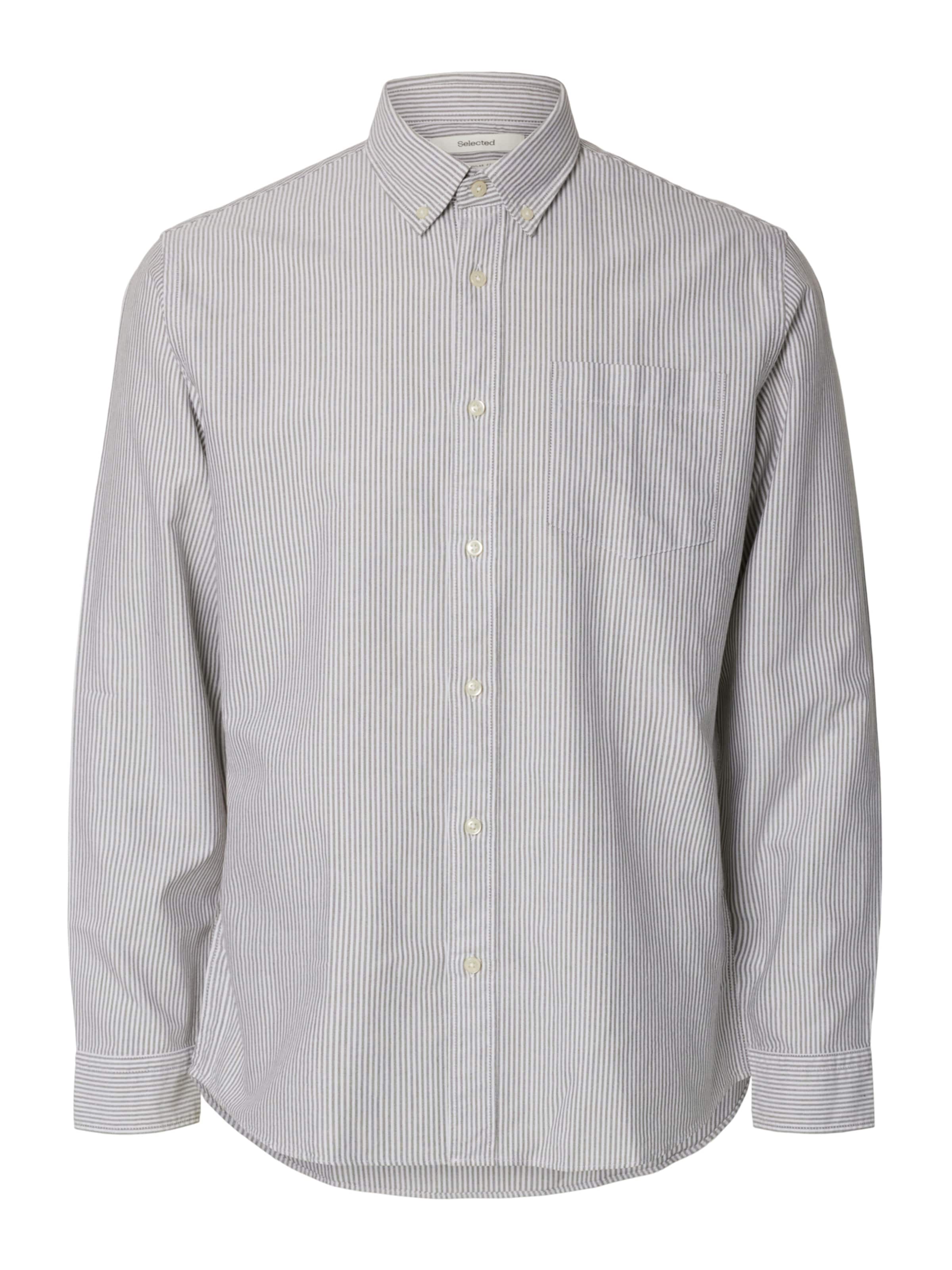SELECTED Regular fit Button Up Shirt 'SLHRICK' in Grey: front