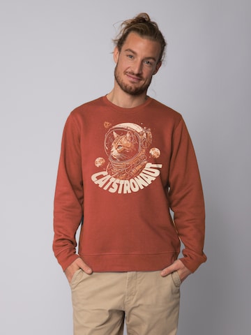 Sweat-shirt 'Catstronaut' Watapparel en marron : devant