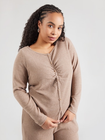 ONLY Carmakoma - Cárdigan 'CARPAOLA' en marrón: frente